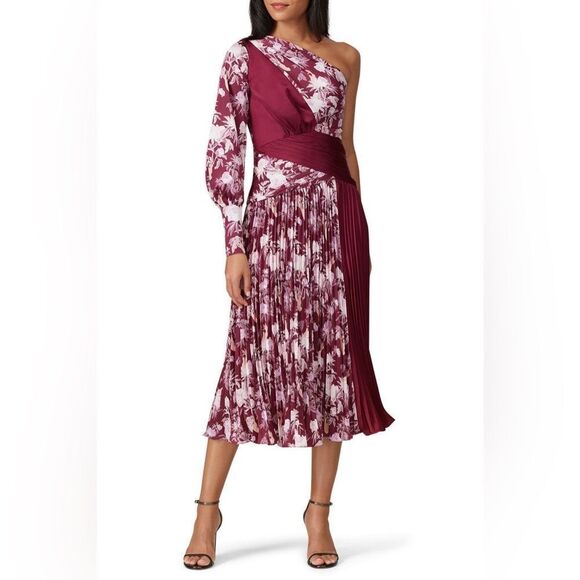 Three Floor One-Shoulder Pleated Midi Dress - Size 4 - Picture 1 of 5
